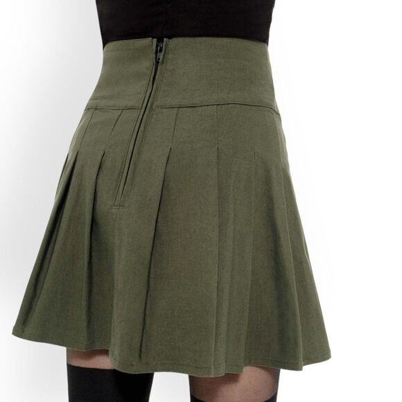 High Waist Military Green Black Leather Harness Straps Skirt Killstar NEW - Picture 4 of 4